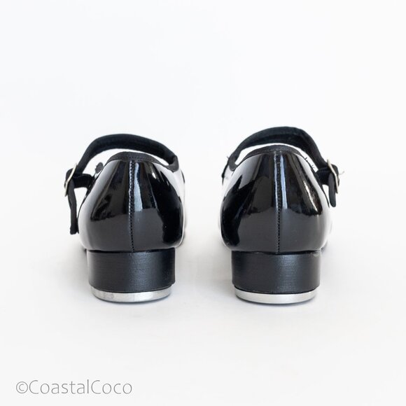 Capezio 3800 Women's 7.5 Tap Shoes Mary Jane Buckle Strap Tele Tone Patent Black - Picture 4 of 12